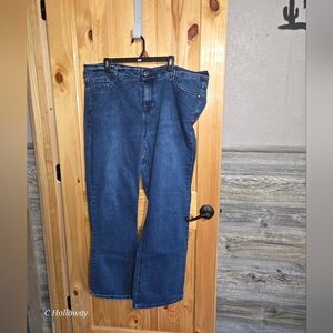 Angels Jeans Womens Size 22W Flared Dark Wash Blue Denim Flap Pockets